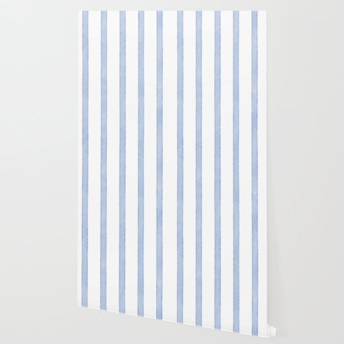 Classic Blue Watercolor Summer Stripes Wallpaper Gallery Image 2