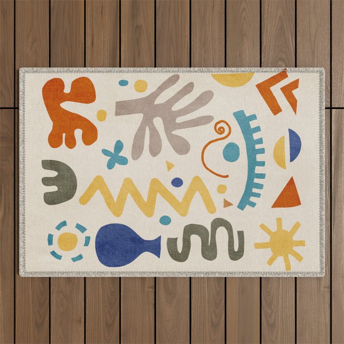 Modern Boho Matisse Inspired Artwork Outdoor Rug Gallery Image 1