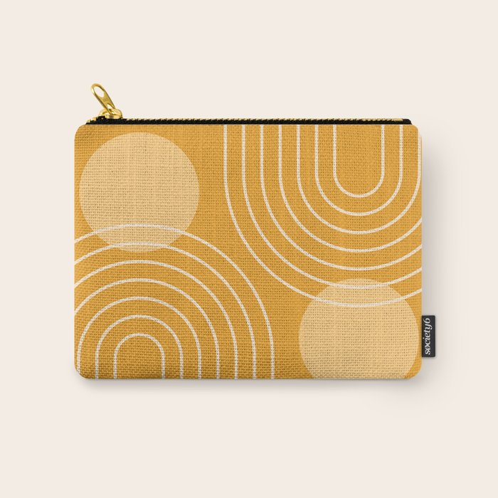 Mid Century Modern Geometric 118 in Yellow Gold Shades (Rainbow and Sun Abstraction) Carry All Pouch Gallery Image 1