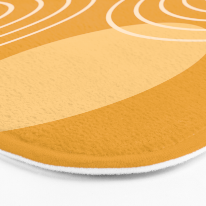 Mid Century Modern Geometric 118 in Yellow Gold Shades (Rainbow and Sun Abstraction) Bath Mat Gallery Image 3