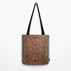 Flowery Boho Rug I // 17th Century Distressed Colorful Red Navy Blue Burlap Tan Ornate Accent Patter Tote Bag Gallery Image 2