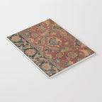 Flowery Boho Rug I // 17th Century Distressed Colorful Red Navy Blue Burlap Tan Ornate Accent Patter Notebook Gallery Image 3
