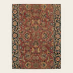 Flowery Boho Rug I // 17th Century Distressed Colorful Red Navy Blue Burlap Tan Ornate Accent Patter Poster Gallery Image 4