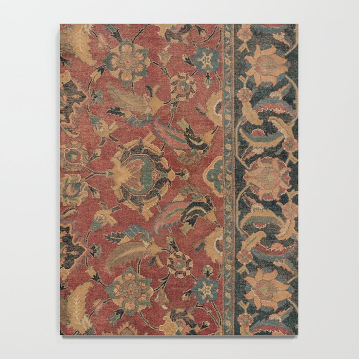 Flowery Boho Rug I // 17th Century Distressed Colorful Red Navy Blue Burlap Tan Ornate Accent Patter Notebook Gallery Image 4