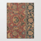 Flowery Boho Rug I // 17th Century Distressed Colorful Red Navy Blue Burlap Tan Ornate Accent Patter Notebook Gallery Image 4