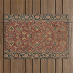 Flowery Boho Rug I // 17th Century Distressed Colorful Red Navy Blue Burlap Tan Ornate Accent Patter Outdoor Rug Gallery Image 1