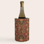 Flowery Boho Rug I // 17th Century Distressed Colorful Red Navy Blue Burlap Tan Ornate Accent Patter Wine Chiller Gallery Image 1