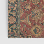 Flowery Boho Rug I // 17th Century Distressed Colorful Red Navy Blue Burlap Tan Ornate Accent Patter Poster Gallery Image 3