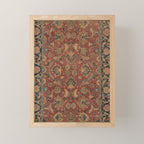 Flowery Boho Rug I // 17th Century Distressed Colorful Red Navy Blue Burlap Tan Ornate Accent Patter Mini Art Print Gallery Image 1