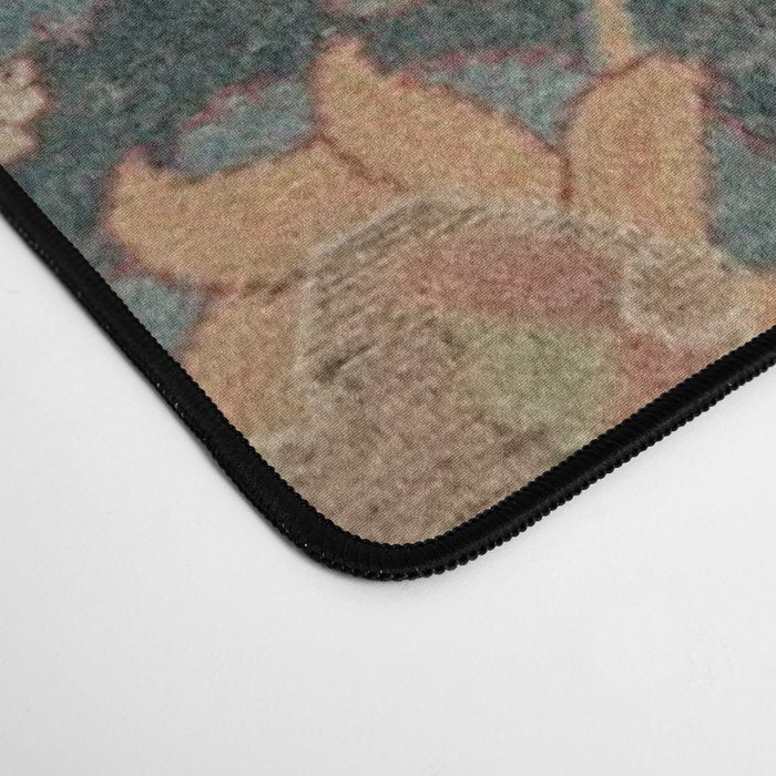Flowery Boho Rug I // 17th Century Distressed Colorful Red Navy Blue Burlap Tan Ornate Accent Patter Desk Mat Gallery Image 4