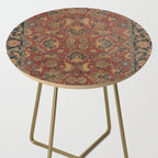 Flowery Boho Rug I // 17th Century Distressed Colorful Red Navy Blue Burlap Tan Ornate Accent Patter Side Table Gallery Image 2