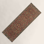 Flowery Boho Rug I // 17th Century Distressed Colorful Red Navy Blue Burlap Tan Ornate Accent Patter Yoga Mat Gallery Image 1