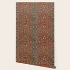 Flowery Boho Rug I // 17th Century Distressed Colorful Red Navy Blue Burlap Tan Ornate Accent Patter Wallpaper Gallery Image 2