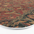 Flowery Boho Rug I // 17th Century Distressed Colorful Red Navy Blue Burlap Tan Ornate Accent Patter Bath Mat Gallery Image 3