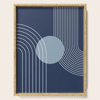 Geometric Lines in night Blue 10 (Rainbow and Sun Abstract) Serving Tray Gallery Image 1