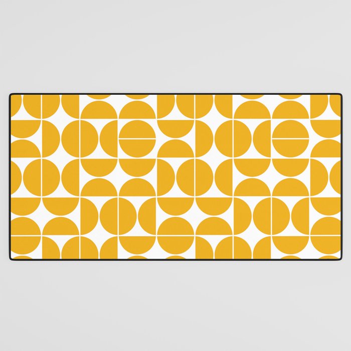 Mid Century Modern Geometric 04 Yellow Desk Mat Gallery Image 3