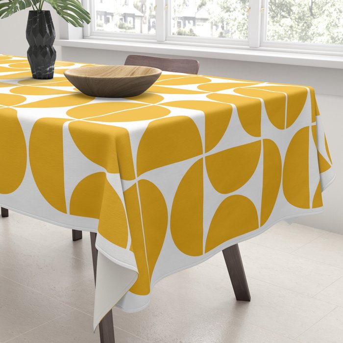 Mid Century Modern Geometric 04 Yellow Tablecloth Gallery Image 3