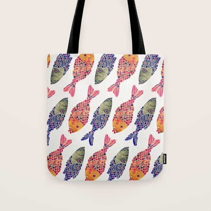 Indonesian Fish Duo - Navy & Coral Palette Tote Bag Gallery Image 1