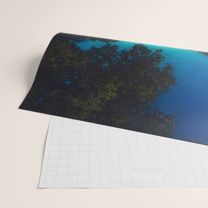 Blue Fountain at Twilight by Maxfield Parrish Wrapping Paper Gallery Image 2