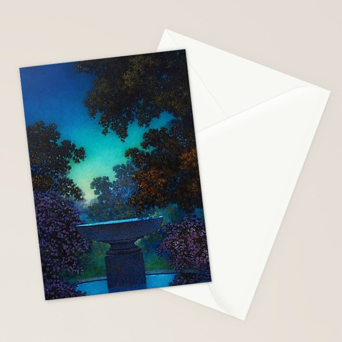 Blue Fountain at Twilight by Maxfield Parrish Stationery Card Gallery Image 2