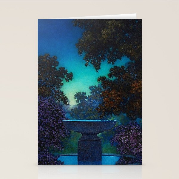 Blue Fountain at Twilight by Maxfield Parrish Stationery Card Gallery Image 1