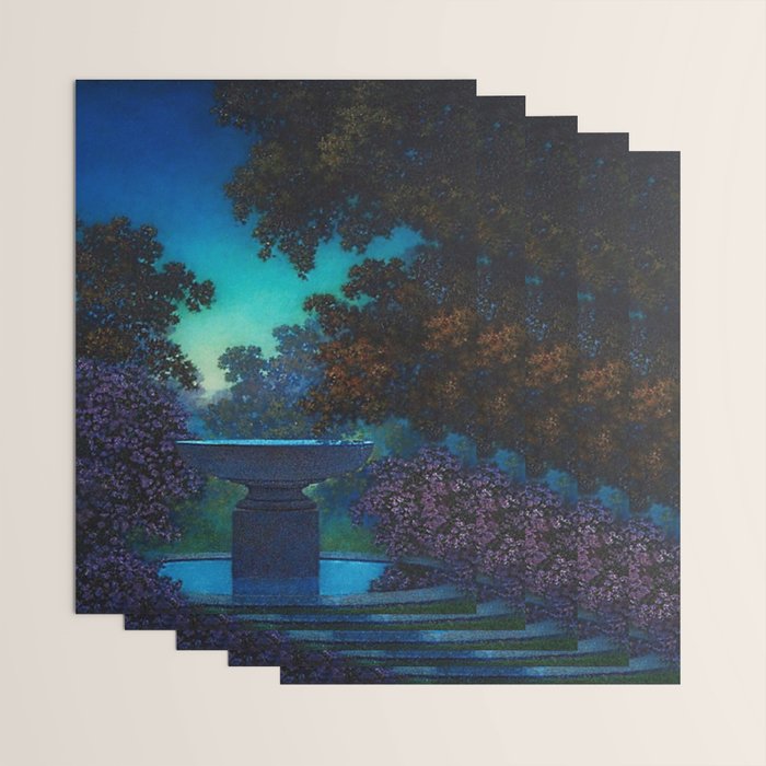 Blue Fountain at Twilight by Maxfield Parrish Wrapping Paper Gallery Image 3