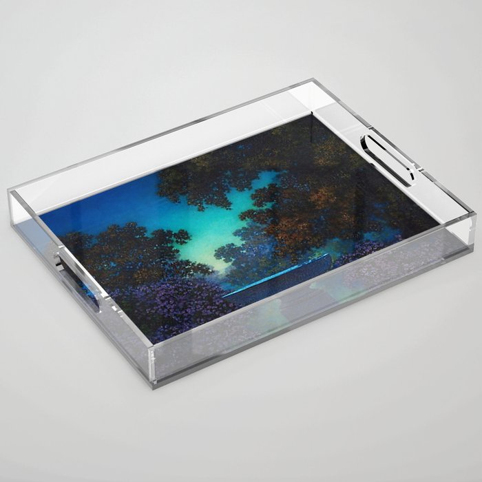Blue Fountain at Twilight by Maxfield Parrish Acrylic Tray Gallery Image 1