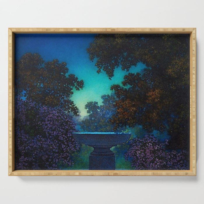 Blue Fountain at Twilight by Maxfield Parrish Serving Tray Gallery Image 1