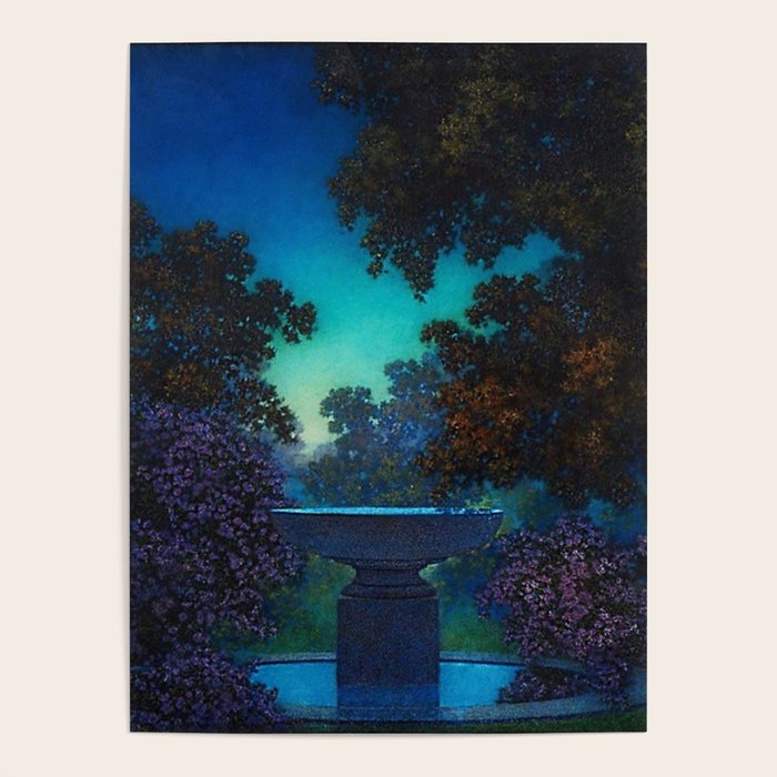 Blue Fountain at Twilight by Maxfield Parrish Poster Gallery Image 1
