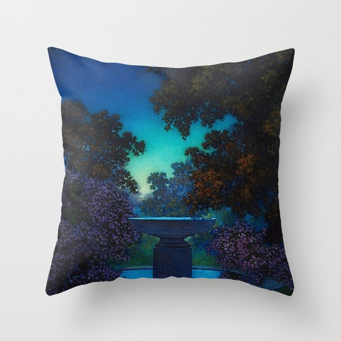 Blue Fountain at Twilight by Maxfield Parrish Throw Pillow Gallery Image 6