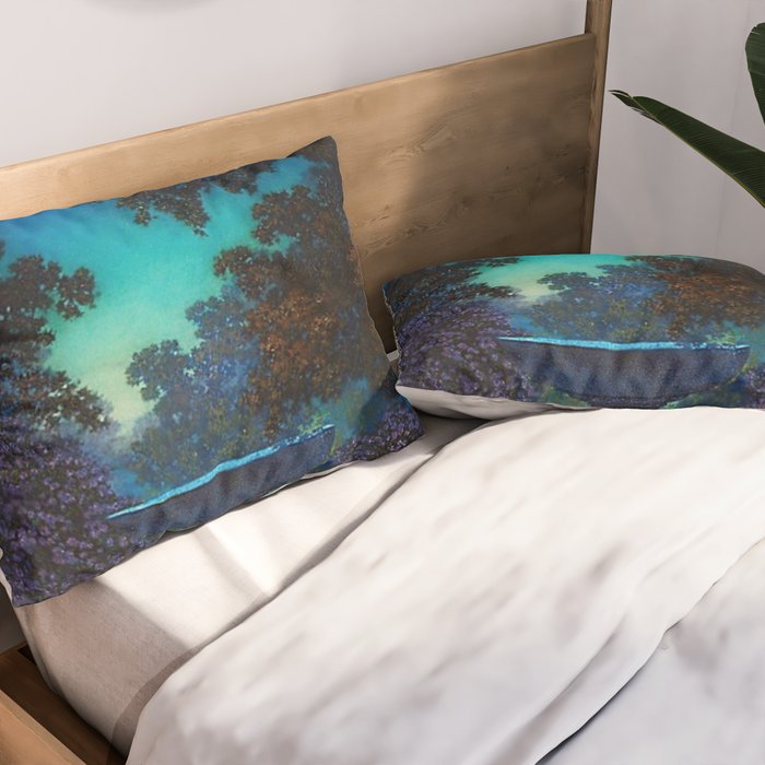 Blue Fountain at Twilight by Maxfield Parrish Pillow Sham Gallery Image 2