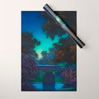 Blue Fountain at Twilight by Maxfield Parrish Wrapping Paper Gallery Image 1