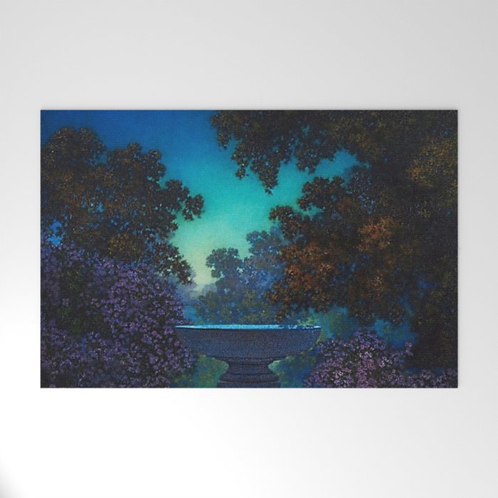 Blue Fountain at Twilight by Maxfield Parrish Welcome Mat Gallery Image 1