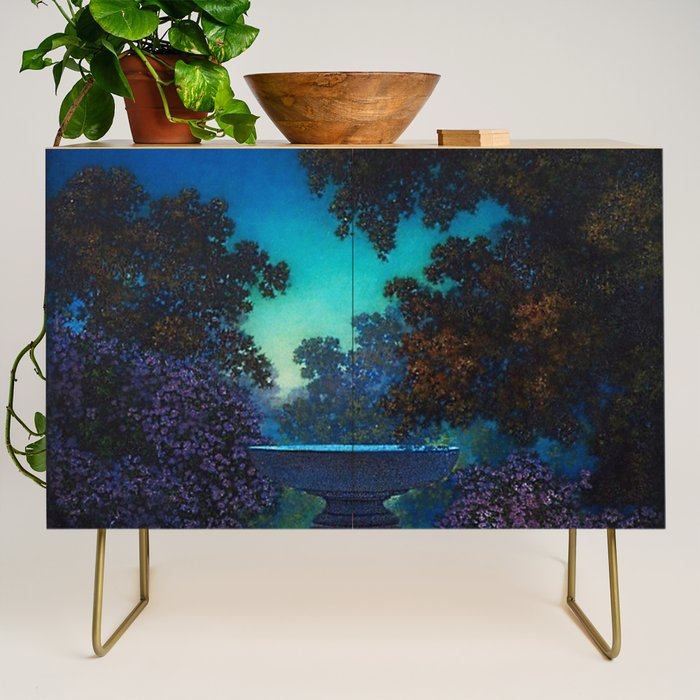 Blue Fountain at Twilight by Maxfield Parrish Credenza Gallery Image 1