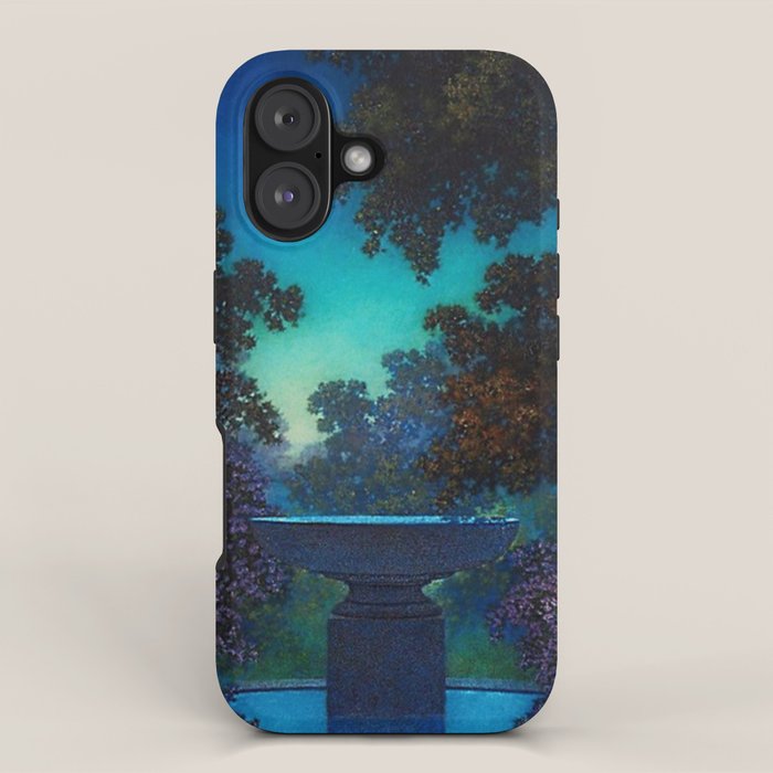 Blue Fountain at Twilight by Maxfield Parrish iPhone Case Gallery Image 1