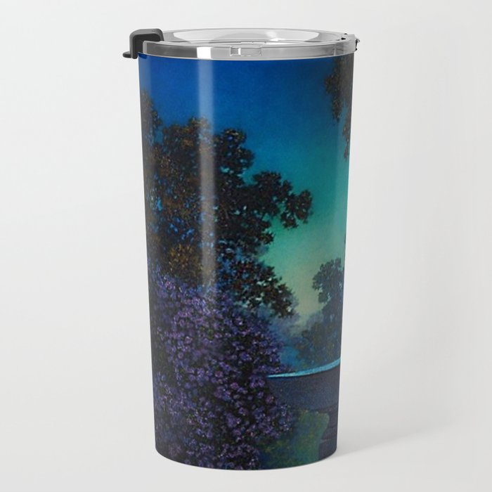 Blue Fountain at Twilight by Maxfield Parrish Travel Mug Gallery Image 3