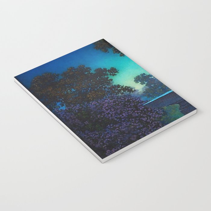 Blue Fountain at Twilight by Maxfield Parrish Notebook Gallery Image 3