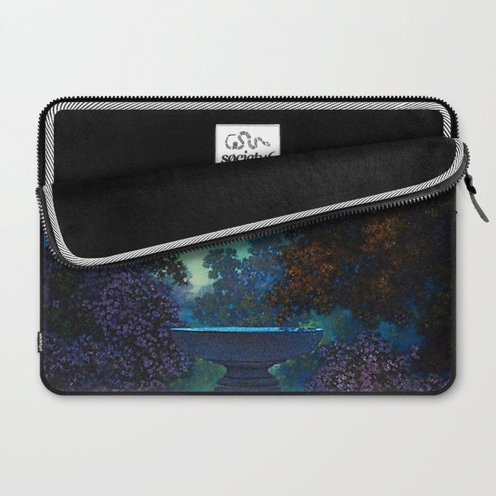 Blue Fountain at Twilight by Maxfield Parrish Laptop Sleeve Gallery Image 2