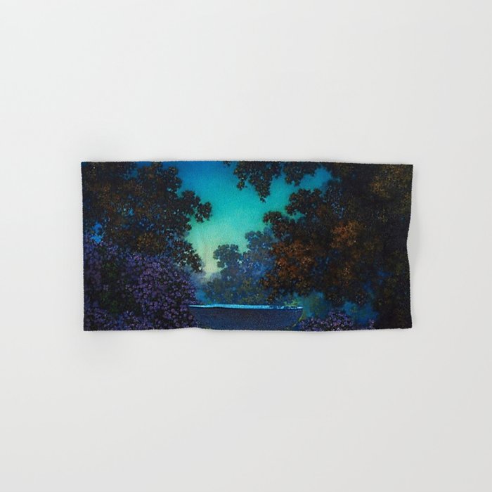 Blue Fountain at Twilight by Maxfield Parrish Bath Towel Gallery Image 1