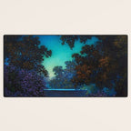 Blue Fountain at Twilight by Maxfield Parrish Desk Mat Gallery Image 3