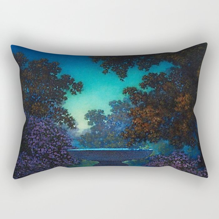 Blue Fountain at Twilight by Maxfield Parrish Rectangular Pillow Gallery Image 1