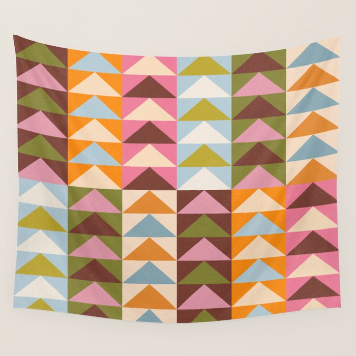 Quilt Triangle Shapes - Multi-color Wall Tapestry Gallery Image 4