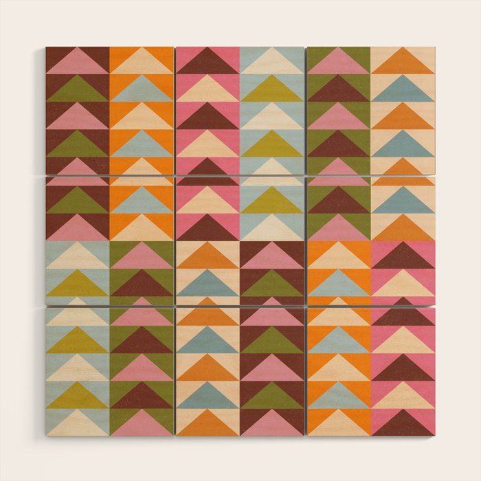 Quilt Triangle Shapes - Multi-color Wood Wall Art Gallery Image 1