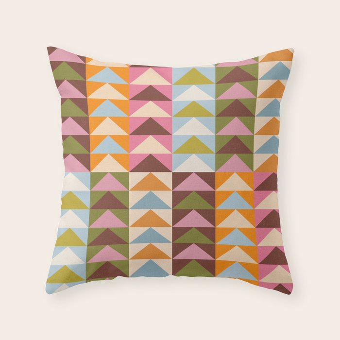 Quilt Triangle Shapes - Multi-color Throw Pillow Gallery Image 6
