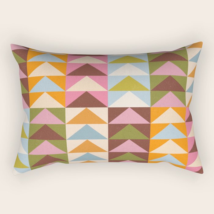 Quilt Triangle Shapes - Multi-color Rectangular Pillow Gallery Image 2