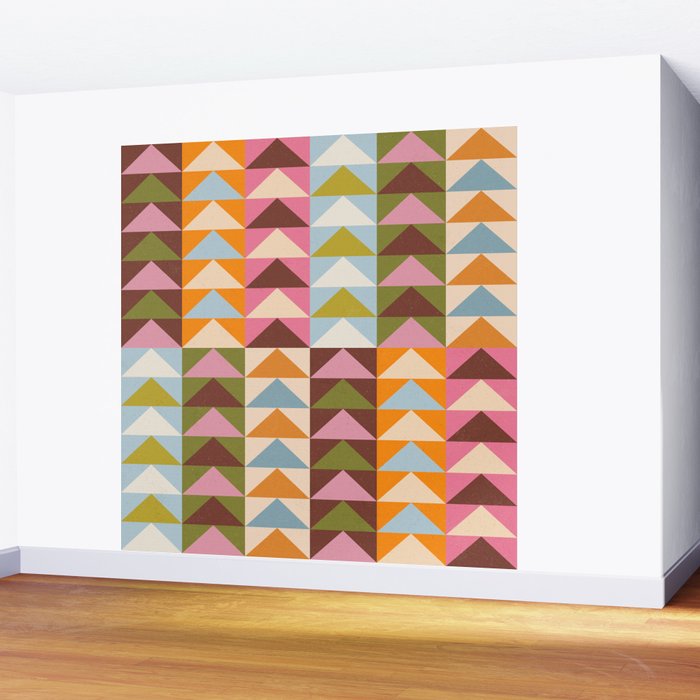 Quilt Triangle Shapes - Multi-color Wall Mural Gallery Image 2