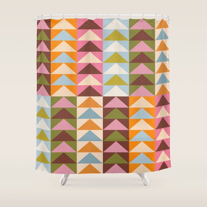 Quilt Triangle Shapes - Multi-color Shower Curtain Gallery Image 1