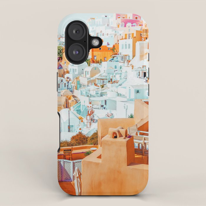 Santorini Vacay | Greece Summer Travel Architecture Buildings | Pastel Beachy Cityscape Photography iPhone Case Gallery Image 1