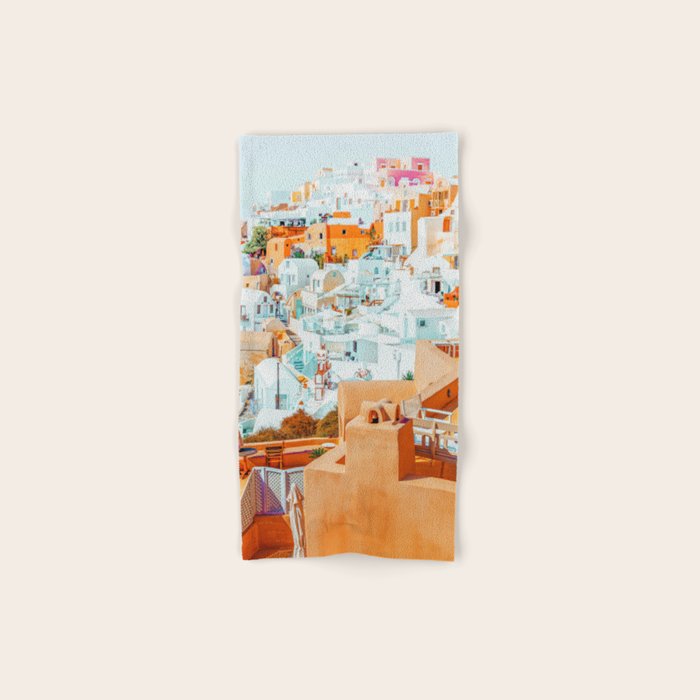 Santorini Vacay | Greece Summer Travel Architecture Buildings | Pastel Beachy Cityscape Photography Towels Gallery Image 1