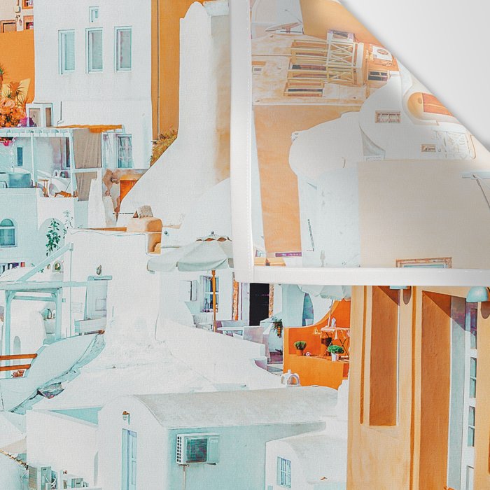 Santorini Vacay | Greece Summer Travel Architecture Buildings | Pastel Beachy Cityscape Photography Wall Tapestry Gallery Image 3